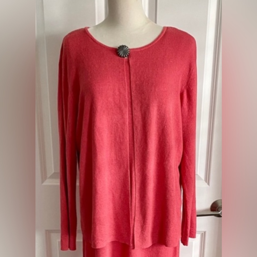 Vintage Double D Ranch wear Concho Sweater Cardigan Coral Pink Jacket Sz Medium